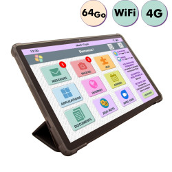 Facilotab L Rubis - WiFi/4G - 64 Go - Android 13 - Tablette simplifiée pour Seniors