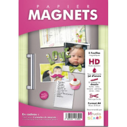 Papier Magnet blanc brillant - Pochette de 5 Feuilles A4