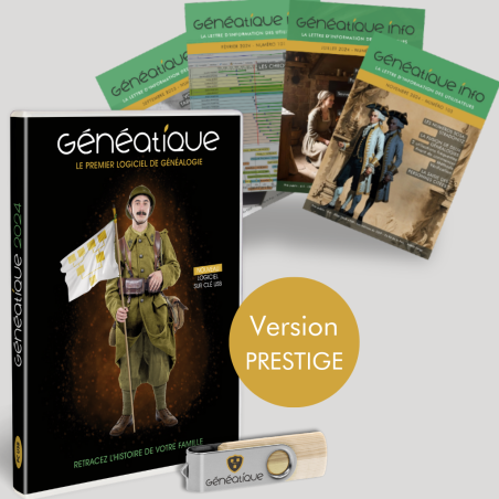 Pack Coffret Généatique 2024 Prestige avec Clé USB + 4 Généatique Info
