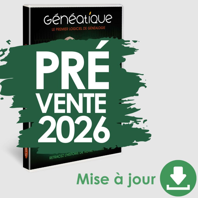 Mise à Jour Généatique 2026 Prestige en téléchargement - Prévente