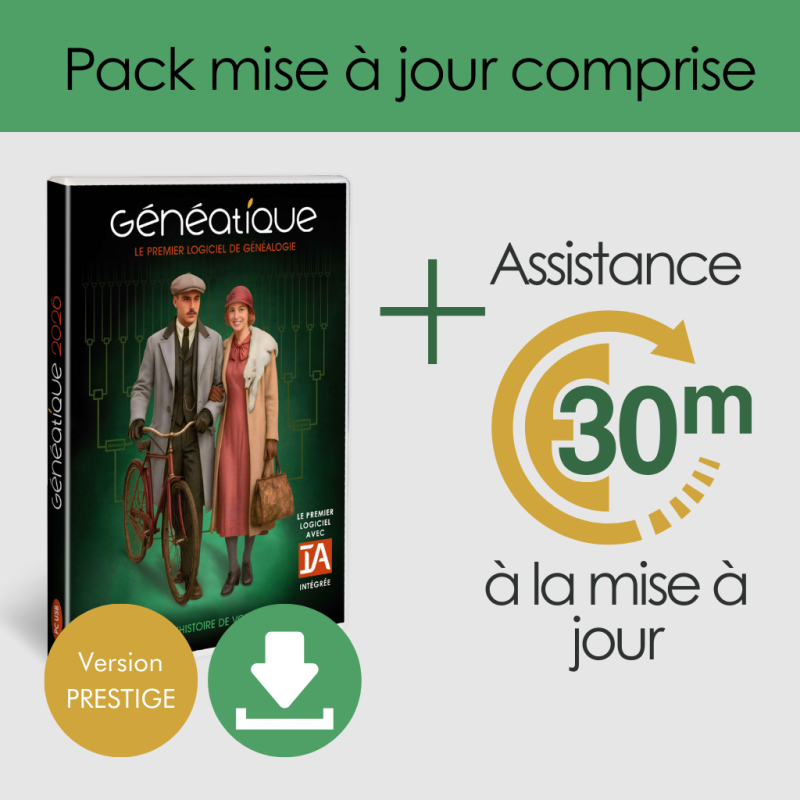 Pack Mise à Jour Généatique 2026 Prestige en téléchargement + 30 minutes d'assistance