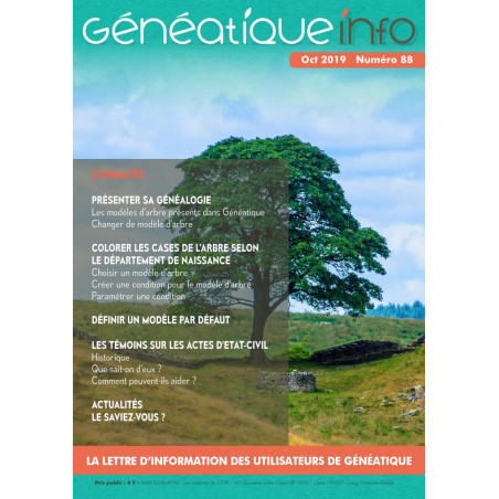 Généatique Info n° 88 en téléchargement - Ancien numéro - Octobre 2019
