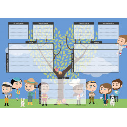Arbre généalogique 3 générations à imprimer « Personnages »
