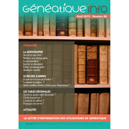 Généatique Info n° 86 en téléchargement - Ancien numéro - Avril 2019