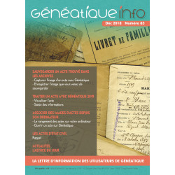 Généatique Info n° 85 en téléchargement - Ancien numéro - Décembre 2018 2019