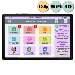 Tablette simplifiée Facilotab L Galaxy - 10,5 p - WiFi/4G - 32 Go - Android 14 - Marque SAMSUNG - Interface seniors