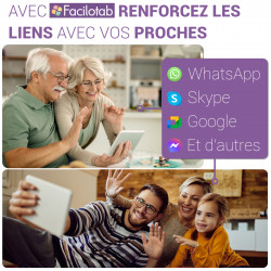 FACILOTAB - Tablette Senior - Simple Intuitive et sans Abonnement - Cadeau idéal pour Personne Agée - Modèle 2023 10,1p WiFi 4G