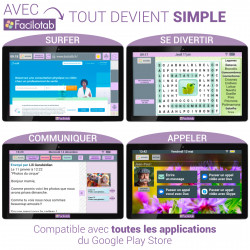 FACILOTAB - Tablette Senior - Simple Intuitive et sans Abonnement - Cadeau idéal pour Personne Agée - Modèle 2023 10,1p WiFi 4G