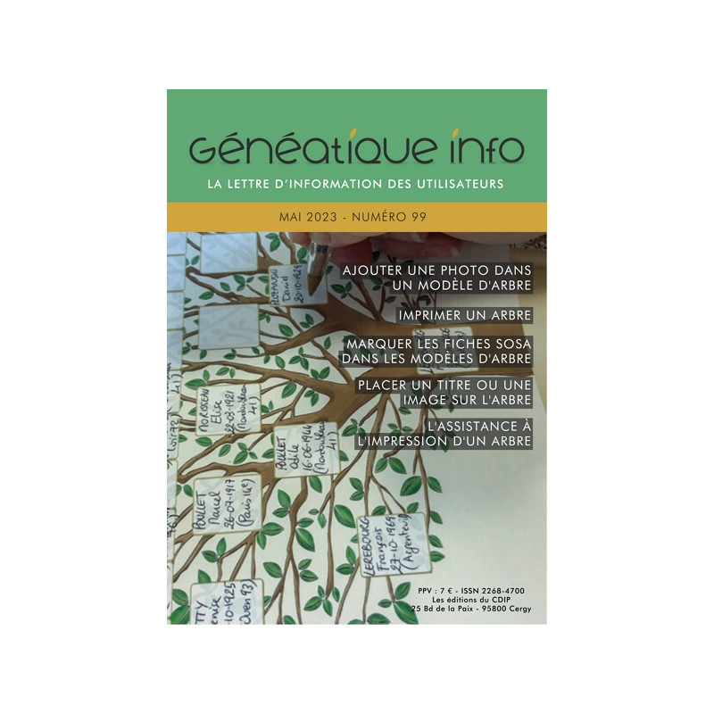 Généatique Info n° 99 en téléchargement - Ancien numéro - Avril-Mai 2023