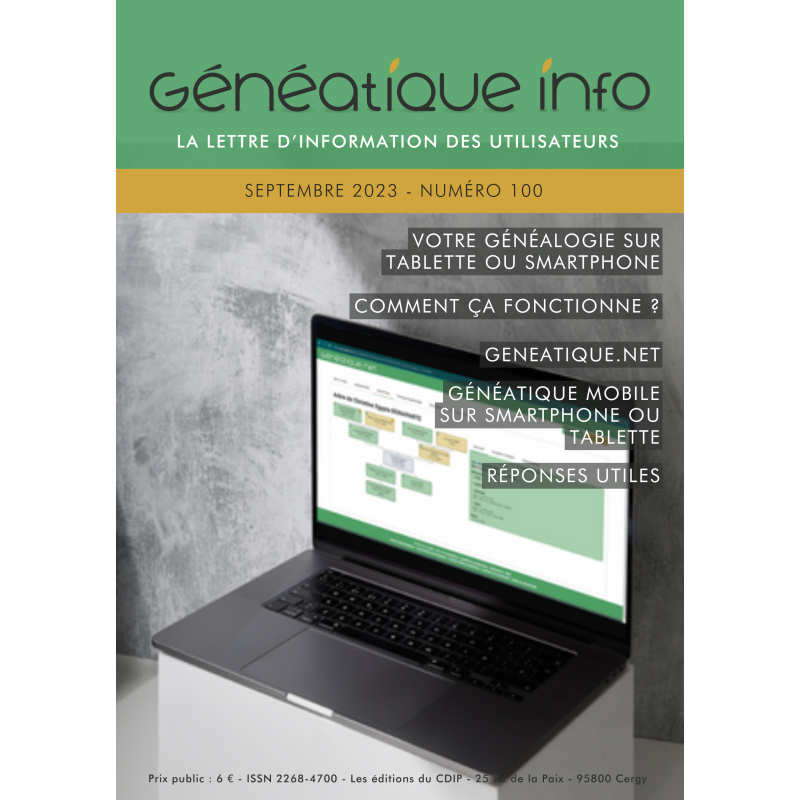 Généatique Info n° 100 en téléchargement - Ancien numéro - Juillet-Septembre 2023