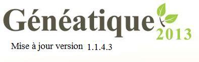 Mise à jour 1.1.4.3 de Généatique 2013