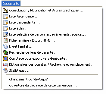 Menu documents