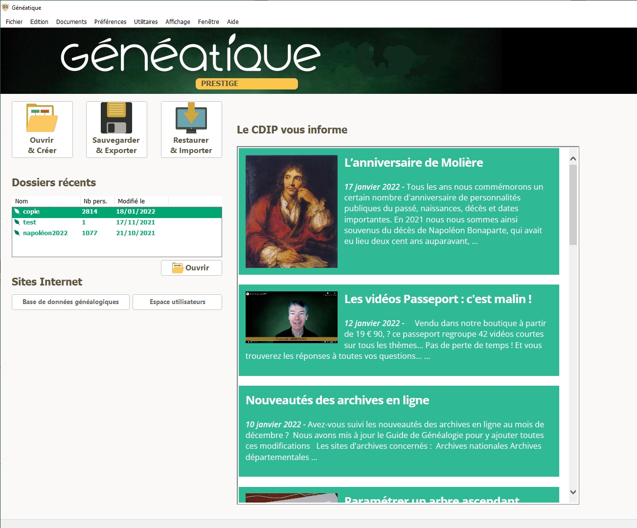 lancement de généatique