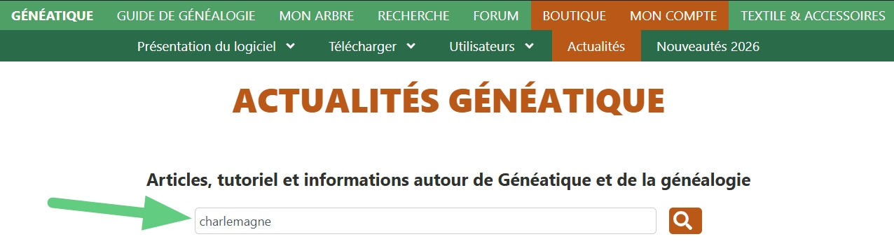 Zone de recherche pour les actualités et articles de Généatique