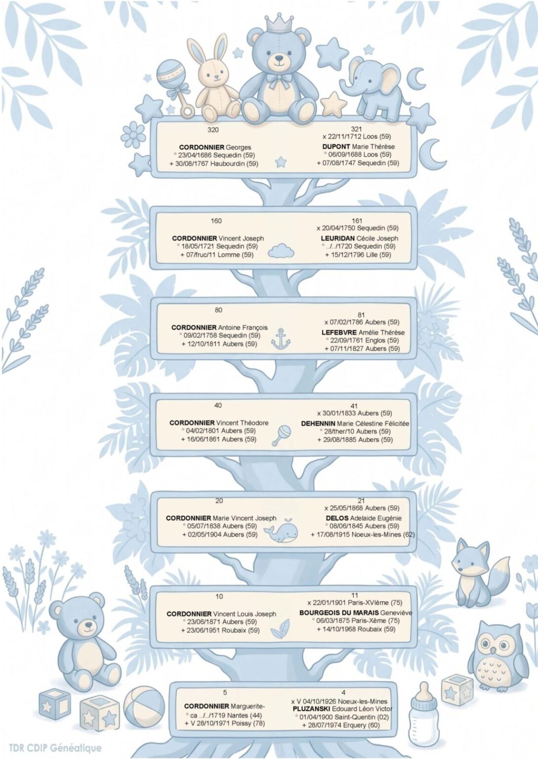 arbre généalogique bébé bleu